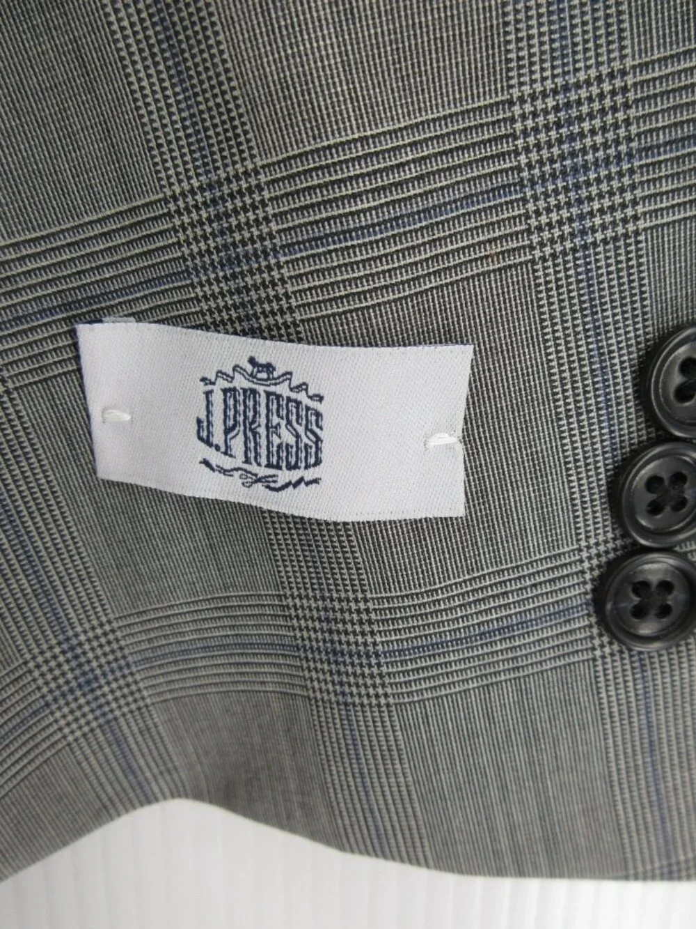 J Press Suit 50 Pure Wool Windowpane Glen Plaid Three Button 44W NEW